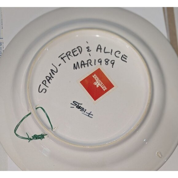 Hand-Painted Spanish Ceramic Wall Plate Ladies Faces Olive Motif Artespana Figrs - Picture 3 of 12